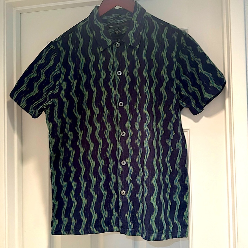 Marc by Marc Jacobs Men’s Green and Blue button up short sleeve shirt